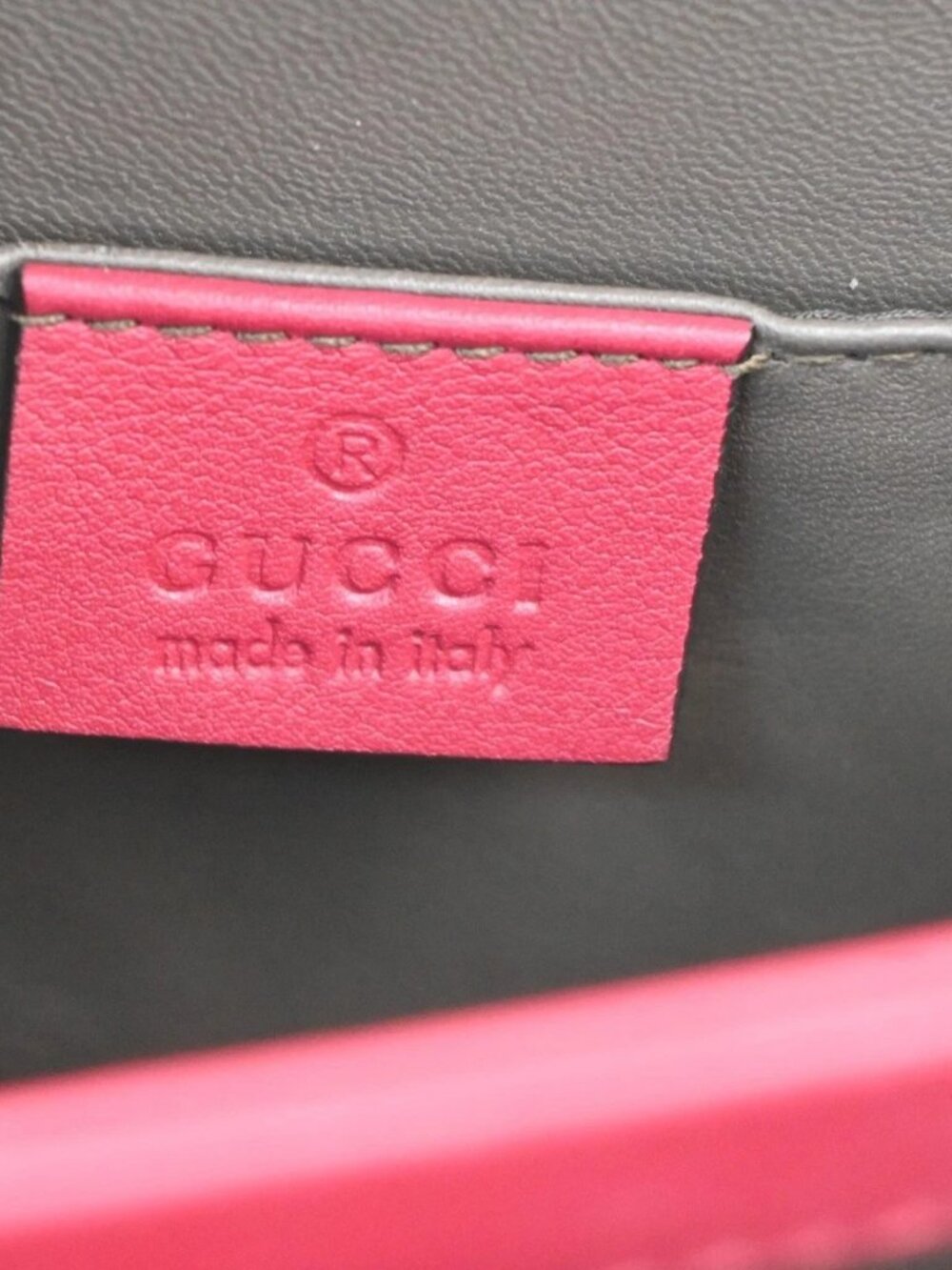 GUCCI Interlocking G Mini Chain Shoulder Bag patent Leather Pink SHW 71TA665 - Picture 12 of 13